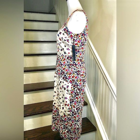 MAGGY LONDON Calf Length Sleeveless Floral Dress w Back Vent Sz 4 - Picture 7 of 15